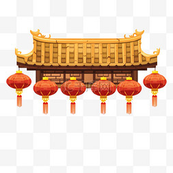 中国风中式屋檐灯笼装饰元素
