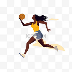 女孩打篮球图片_女孩胜利篮球女孩女篮扁平风