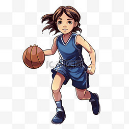 女孩篮筐篮球篮球女孩女篮扁平风