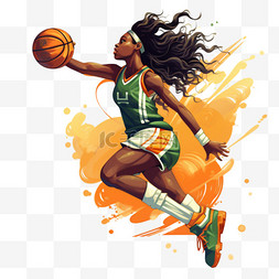 投篮篮球女孩篮球女孩女篮扁平风