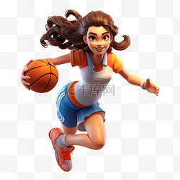 篮球女孩打篮球女篮立体可爱