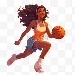 女孩打篮球图片_女篮冠军女篮扁平风篮球女孩