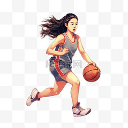 篮球运动员图片_女孩女篮女篮扁平风篮球女孩