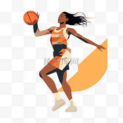 女篮投篮篮球篮球女孩女篮扁平风