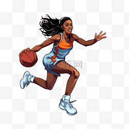 女孩子篮球女孩女篮扁平风篮球女