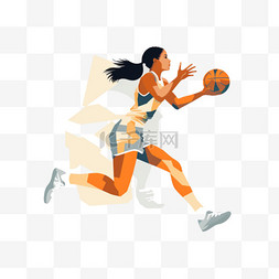 扁平风篮球女孩图片_女篮冠军扁平风女篮篮球女孩