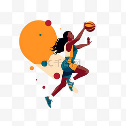女孩打篮球图片_冲刺女篮扁平风女篮篮球女孩