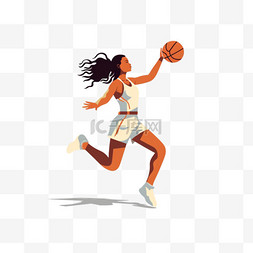 女孩打篮球扁平风女篮篮球女孩