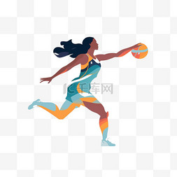 女孩打篮球图片_胜利女孩扁平风女篮篮球女孩