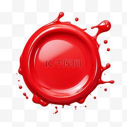 圆立体按钮图片_红圆按钮泼溅元素立体免扣图案