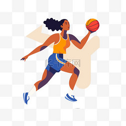 女孩打篮球图片_女篮胜利扁平风女篮篮球女孩