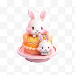 兔子精致蛋糕元素立体免扣图案
