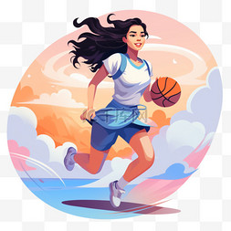 篮球女篮扁平风女篮篮球女孩