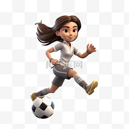 女孩踢足球女足立体风足球女孩