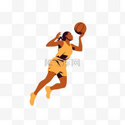 女孩投篮篮球扁平风女篮篮球女孩