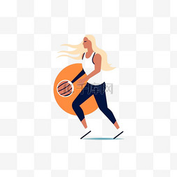 女篮加油篮球女孩女篮扁平风