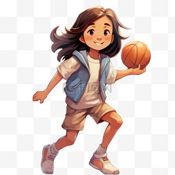 女篮打篮球篮球女孩女篮扁平风