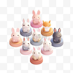 兔子建模图片_兔子建模质感蛋糕元素立体免扣图