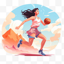 投球女孩子女篮扁平风女篮篮球女