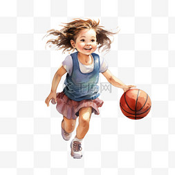 女篮篮筐篮球女篮扁平风篮球女孩