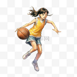 女篮篮球女篮扁平风篮球女孩