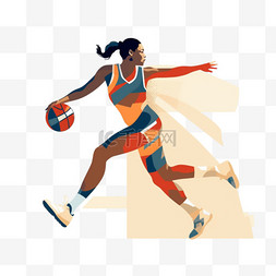 女篮篮球篮球女孩女篮扁平风