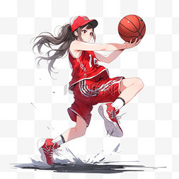卡通篮球女图片_打篮球的女孩卡通元素免抠