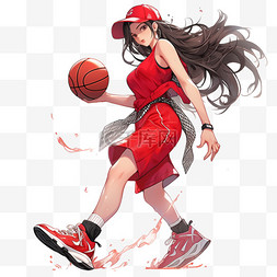 投篮的动作图片_篮球女孩卡通手绘元素