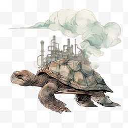卡通鳄龟图片_核污染手绘元素变异的鳄龟卡通