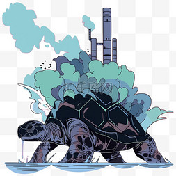 核污染变异的鳄龟卡通手绘元素