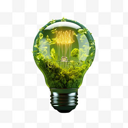 灯泡植物创意元素立体免扣图案