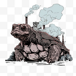 核污染卡通元素变异的鳄龟手绘