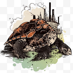 核污染变异的鳄龟卡通元素