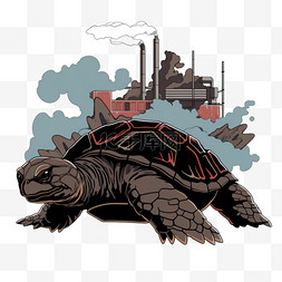 卡通工厂图片_核污染元素变异的鳄龟卡通手绘