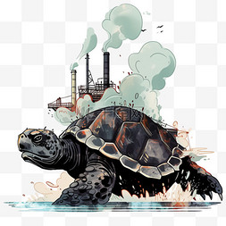 卡通鳄图片_卡通核污染变异的鳄龟手绘元素