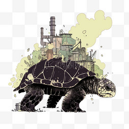 手绘核污染变异的鳄龟卡通元素