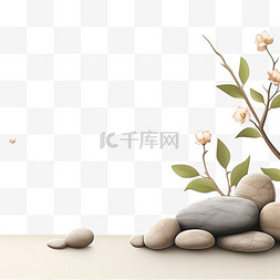 花艺数字图片_鹅卵石花艺植物元素立体免扣图案