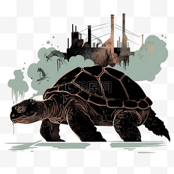 卡通鳄龟图片_核污染手绘变异的鳄龟卡通元素