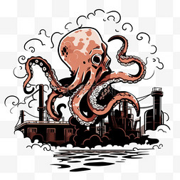 卡通工厂图片_核污染变异的章鱼手绘元素