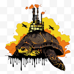 卡通鳄龟图片_核污染变异的鳄龟手绘元素卡通