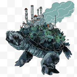 核污染变异的鳄龟手绘元素