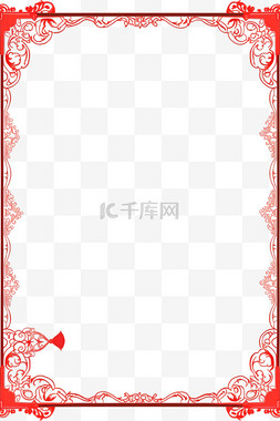 红色古典背景边框图片_新年手绘边框古典简约元素