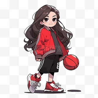 女孩拿着篮手绘元素个人vip和企业vip免费下载免抠元素要拿篮球的猫爪