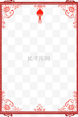 白色花纹灯笼图片_新年简约边框古典手绘元素