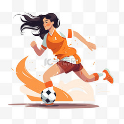 球赛加油图片_加油女孩女足卡通运动足球