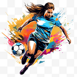 女孩踢足球女足女足立体运动足球