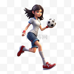 踢足球女孩扁平风女足足球