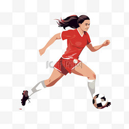 踢足球女足女孩扁平风女足足球