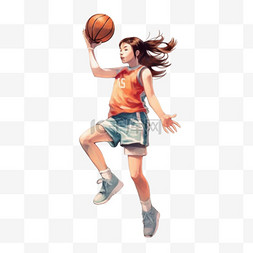 女孩篮球女篮立体风篮球运动员