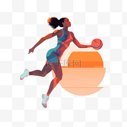 女孩加油女篮运动员篮球